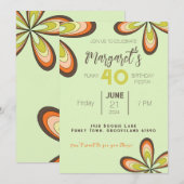 Groovy Green 40 Verjaardagsfeest 70s Hippie Bloem Kaart (Voorkant / Achterkant)