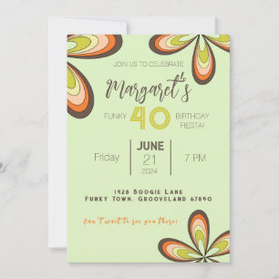 Groovy Green 40 Verjaardagsfeest 70s Hippie Bloem Kaart