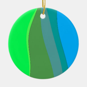 Groovy Green and Blue Abstract Art 305 Keramisch Ornament