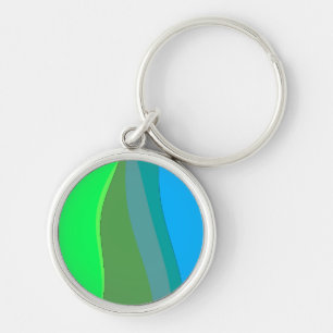 Groovy Green and Blue Abstract Art 305 Sleutelhanger