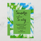 Groovy Green Blue Tie Dye Swirl Birthday Kaart (Voorkant / Achterkant)