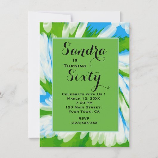 Groovy Green Blue Tie Dye Swirl Birthday Kaart (Voorkant)