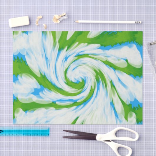 Groovy Green Blue Tie Dye Swirl Tissuepapier (Craft)
