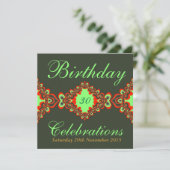 Groovy Green Diva Boheemse Kant Uitnodigingen (Staand voorkant)