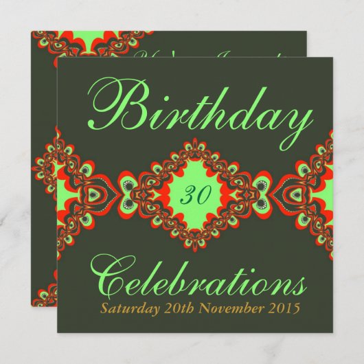 Groovy Green Diva Bohemian Kant Uitnodigingen (Voorkant / Achterkant)