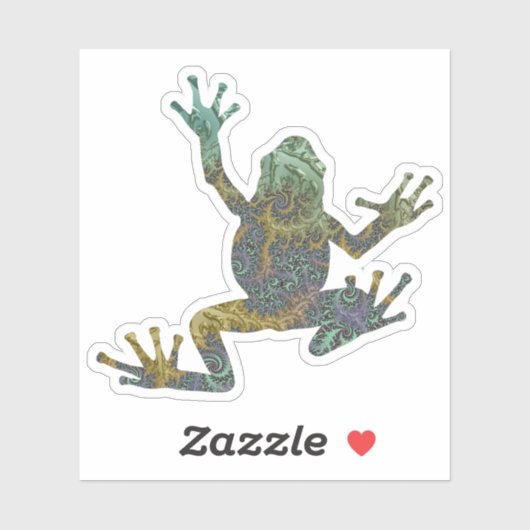 Groovy Green en Gold Fractal Tree Frog Sticker (Vel)