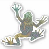 Groovy Green en Gold Fractal Tree Frog Sticker (Voorkant)