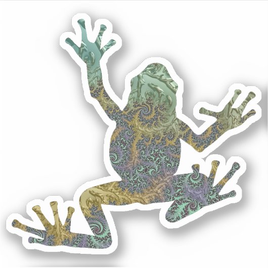 Groovy Green en Gold Fractal Tree Frog Sticker (Voorkant)