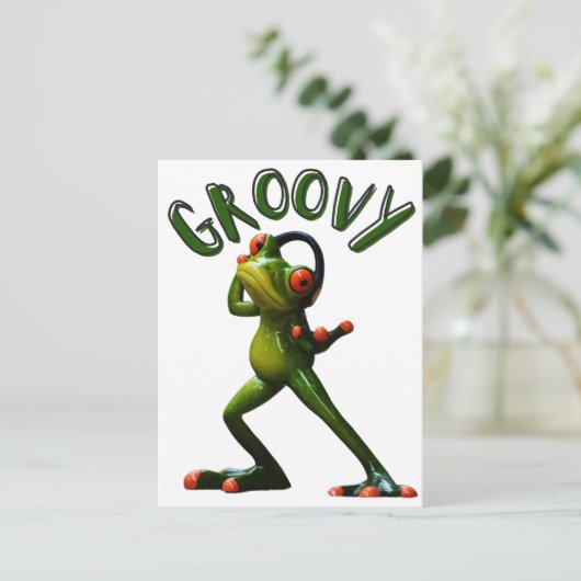 Groovy Green Frog Briefkaart (Staand voorkant)