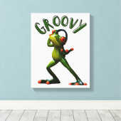 Groovy Green Frog Canvas Afdruk (Insitu (Houten vloer))
