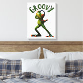 Groovy Green Frog Canvas Afdruk (Insitu (Slaapkamer))
