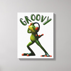 Groovy Green Frog Canvas Afdruk
