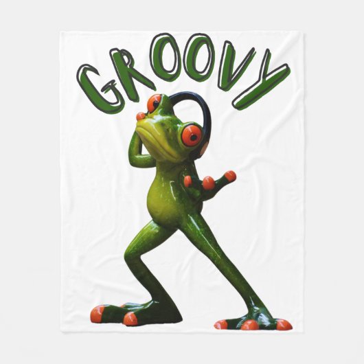 Groovy Green Frog Fleece Deken (Voorkant)