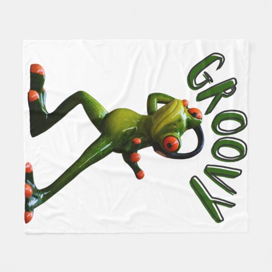 Groovy Green Frog Fleece Deken (Voorkant (Horizontaal))