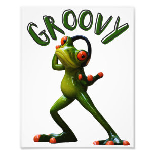 Groovy Green Frog Foto Afdruk