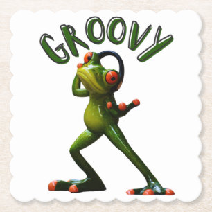Groovy Green Frog Kartonnen Onderzetters