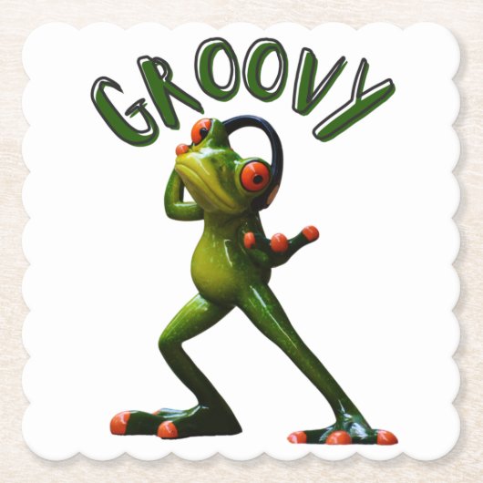 Groovy Green Frog Kartonnen Onderzetters (Voorkant)