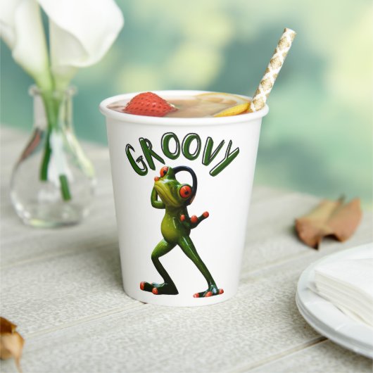 Groovy Green Frog Papieren Bekers (Insitu)