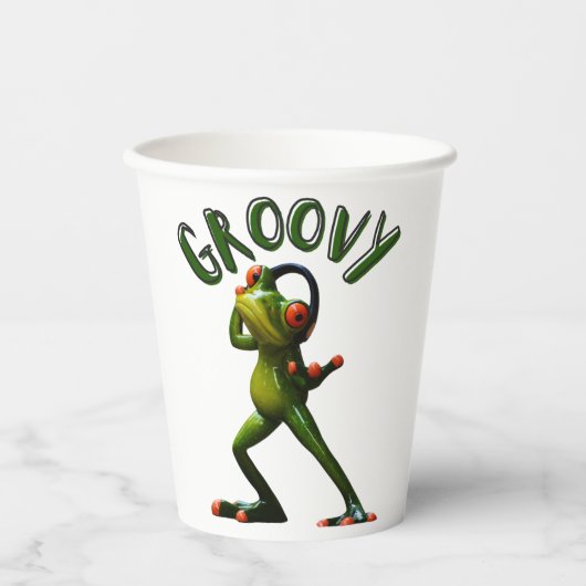 Groovy Green Frog Papieren Bekers (Voorkant)