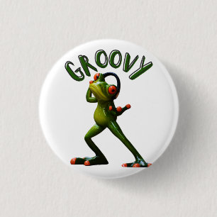 Groovy Green Frog Ronde Button 3,2 Cm