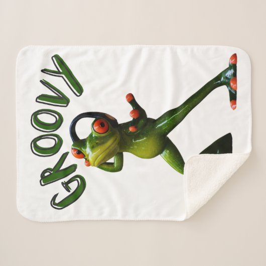 Groovy Green Frog Sherpa Deken (Voorkant (horizontaal))