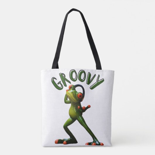 Groovy Green Frog Tote Bag (Achterkant)