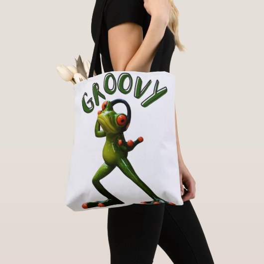 Groovy Green Frog Tote Bag (Dichtbij)
