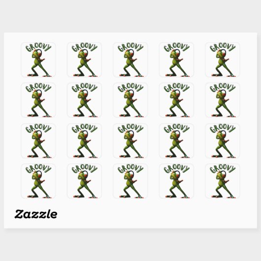 Groovy Green Frog Vierkante Sticker (Vel)