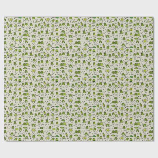 Groovy Green Frogs Hoppin Stick Frog Ribbit Cadeaupapier (Vlak)