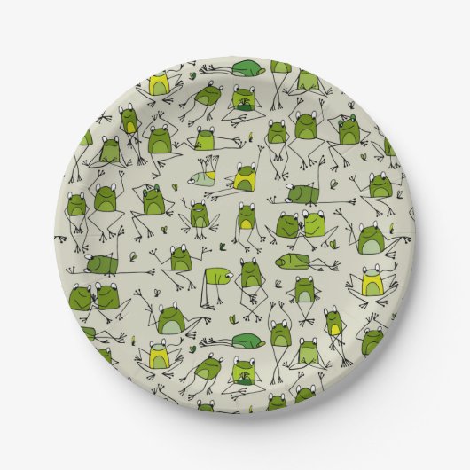 Groovy Green Frogs Hoppin Stick Frog Ribbit Papieren Bordje (Voorkant)