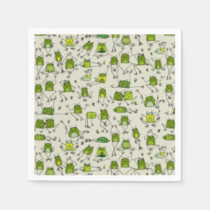 Groovy Green Frogs Hoppin Stick Frog Ribbit Servet