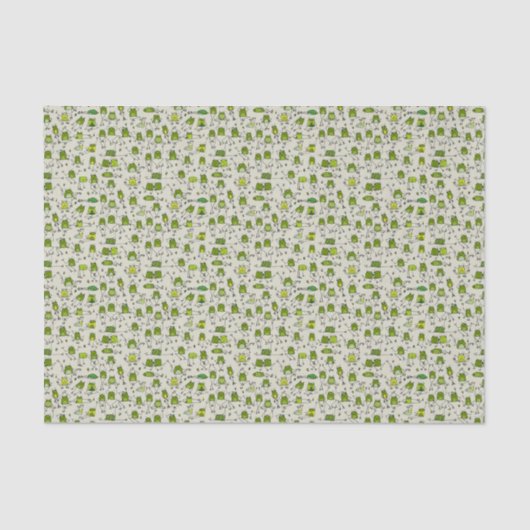 Groovy Green Frogs Hoppin Stick Frog Ribbit Tissuepapier (Voorkant)