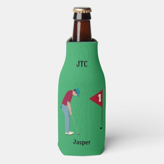 Groovy Green Golfer Thgerespecteerd Flesjeskoeler (Fles Voorkant)