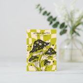 Groovy Green Mushroom Trippy Retro Earning Display Visitekaartje (Staand voorkant)