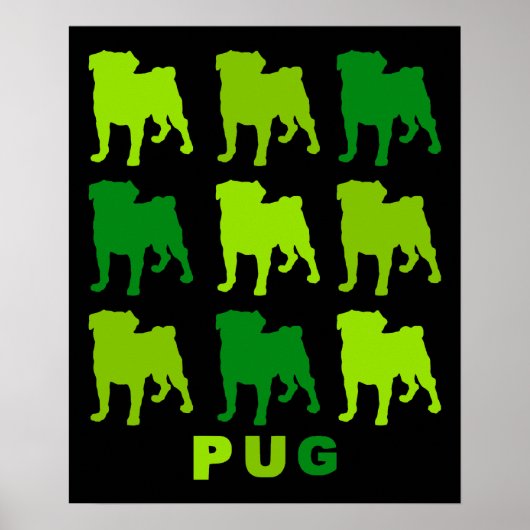 Groovy Green Pugs Poster (Voorkant)