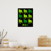 Groovy Green Pugs Poster (Keuken)