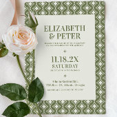 Groovy Green Retro 70s geometrische bruiloft Kaart