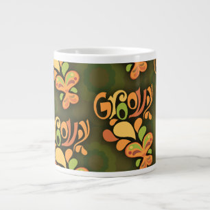 Groovy Green Sixties Butterflies Retro Patroon Grote Koffiekop