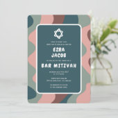 Groovy Green Waves Star of David Custom Bar Mitzva Kaart (Staand voorkant)