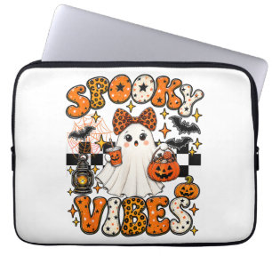 Groovy Griezelige Sfeer Schattig Boe Geest Hallowe Laptop Sleeve