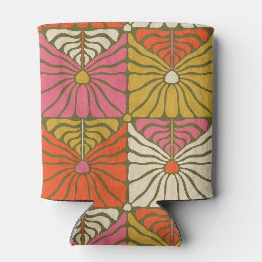 Groovy  Groen Bloemen Vrijgezellenfeest Custom Blikjeskoeler (Achterkant)