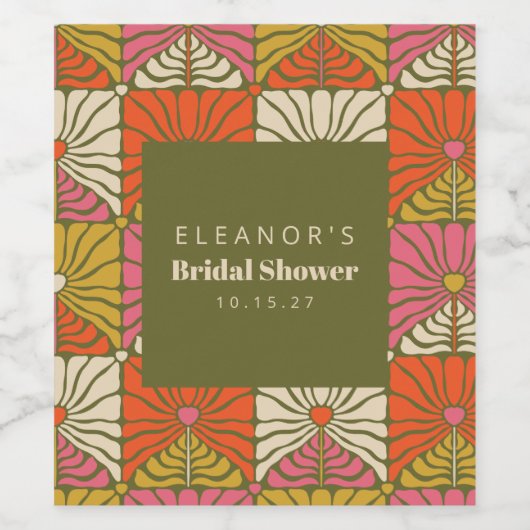 Groovy Groen Bloemen Vrijgezellenfeest Custom Wijn Etiket (Enkel label)