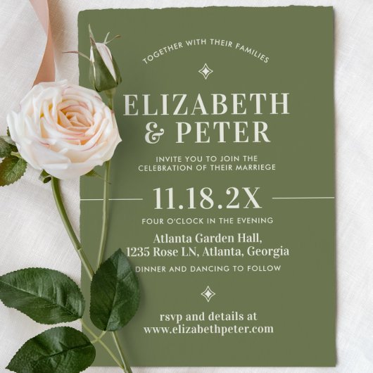 Groovy Groen Retro 70s Bruiloft Kaart