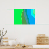 Groovy groene en blauwe abstracte kunst 305 poster (Keuken)