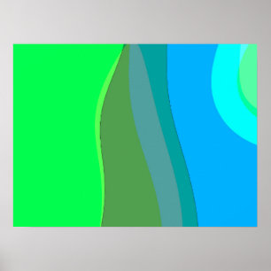 Groovy groene en blauwe abstracte kunst 305 poster