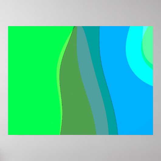 Groovy groene en blauwe abstracte kunst 305 poster (Voorkant)