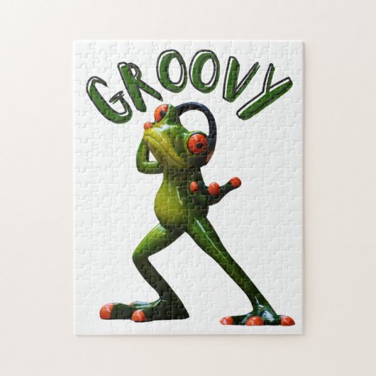 Groovy Groene Kikker Legpuzzel (Verticaal)