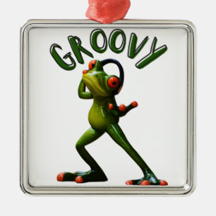 Groovy Groene Kikker Metalen Ornament