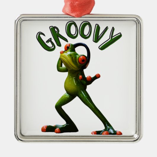 Groovy Groene Kikker Metalen Ornament (Voorkant)