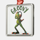 Groovy Groene Kikker Metalen Ornament (Links)